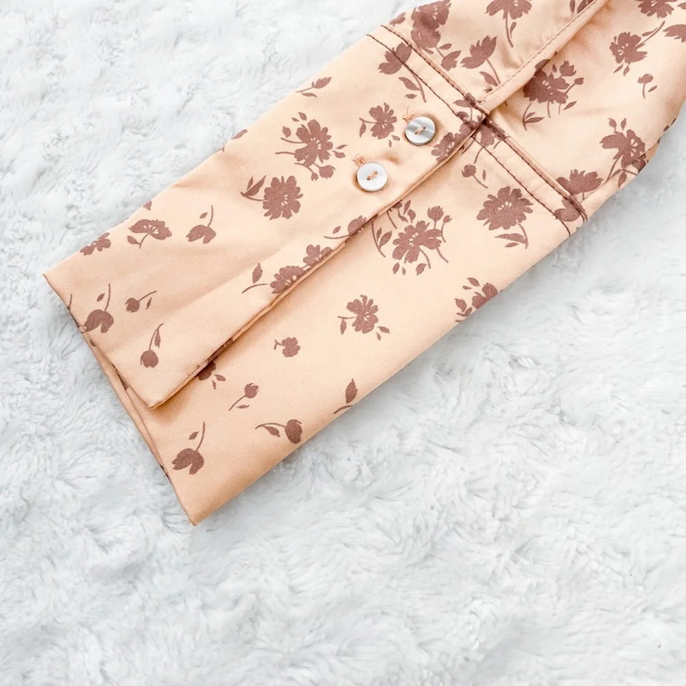 NWT- ZARA Cropped Floral Silky Cropped Long Sleeved Top